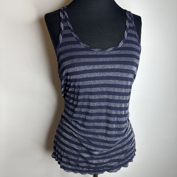 Hard Tail Vintage 90s Y2K Navy Metallic Racerback Sheer Tank Top Womens Small - Picture 3 of 11